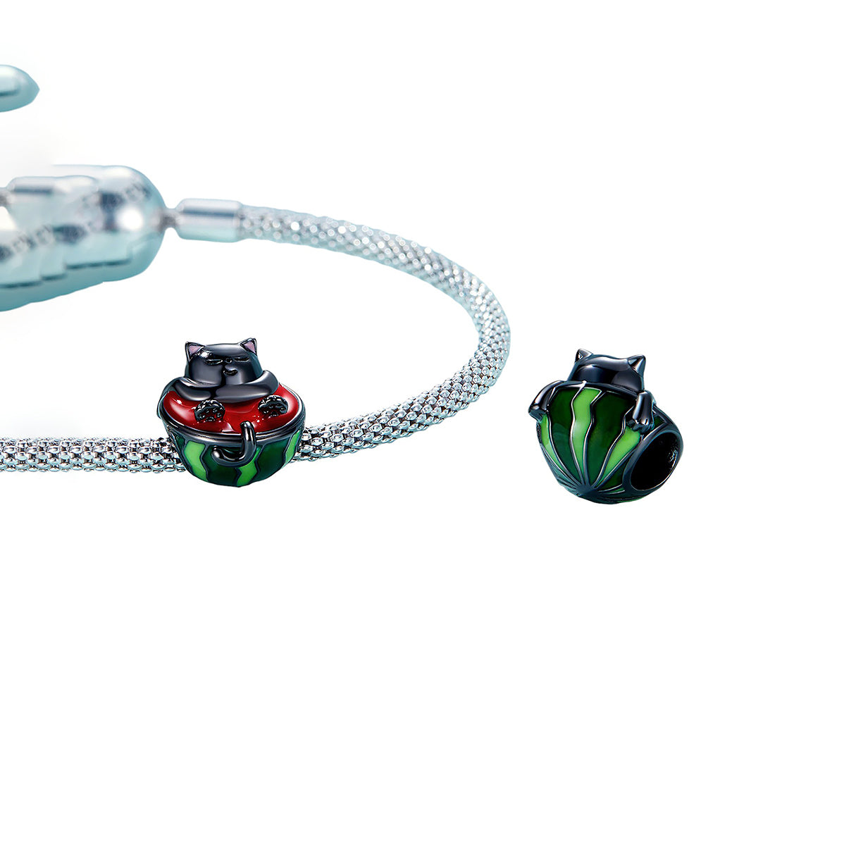 Charm de Plata .925, Watermelon Cat, Miow