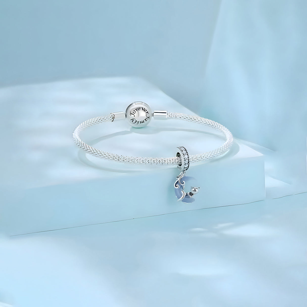 Charm de Plata .925, Cat Hug Moon, Miow