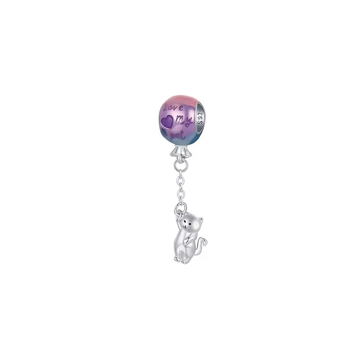 Charm de Plata .925, Red Balloon Cats, Miow