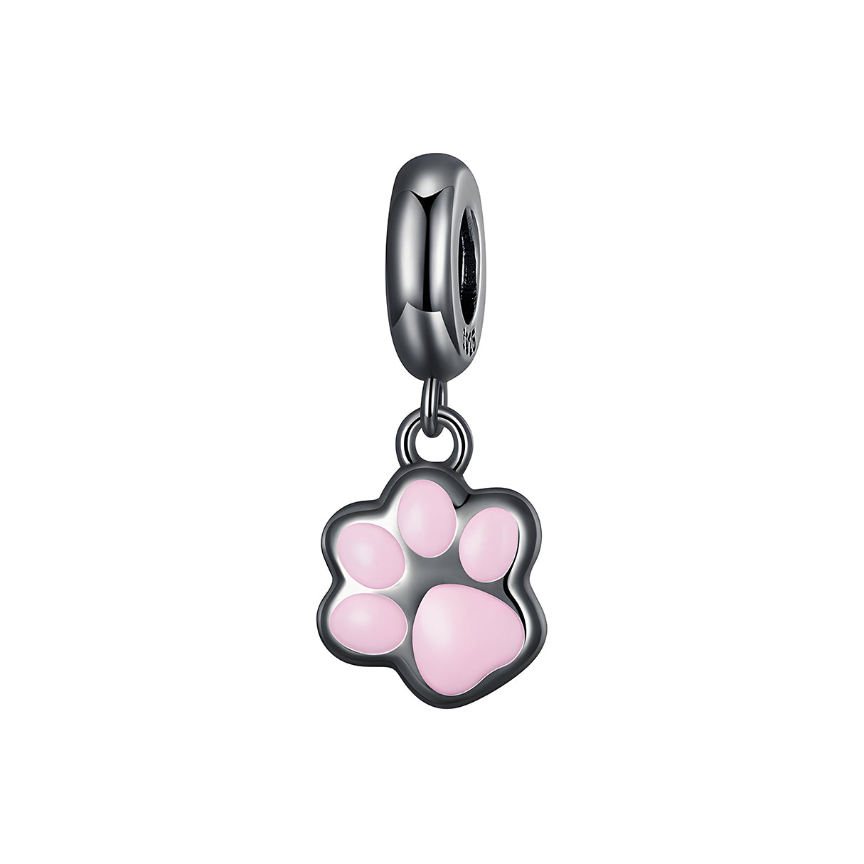 Charm de Plata .925, Pink And Black Footprint, Miow