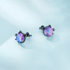 Aretes de Plata .925, Black Shiny Cats, Miow