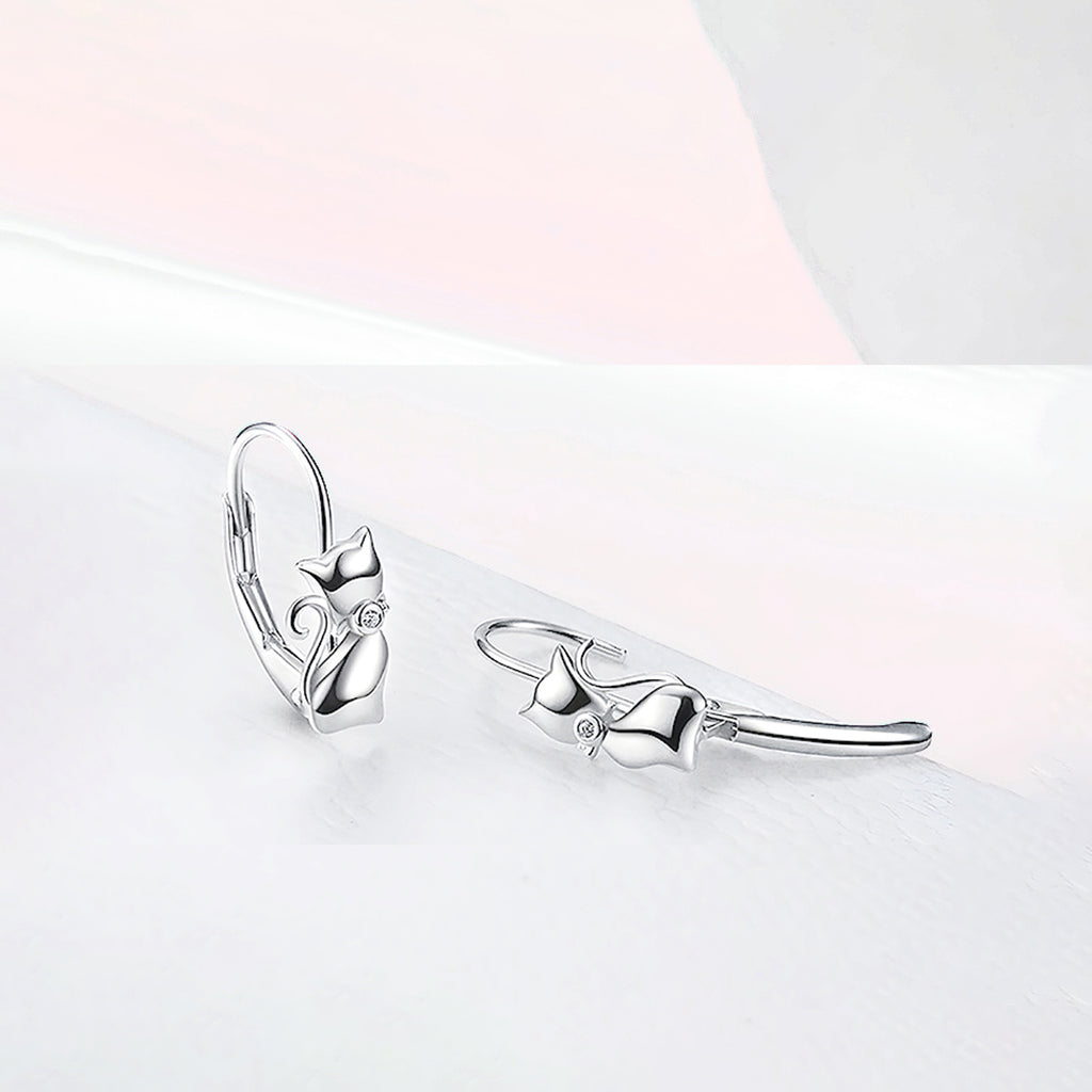 Aretes de Plata .925, Cat Hoop, Miow
