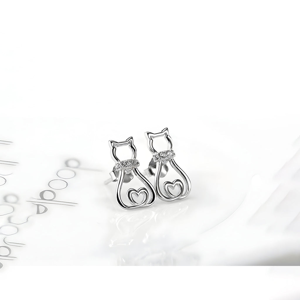 Aretes de Plata .925, Cat Stud, Miow