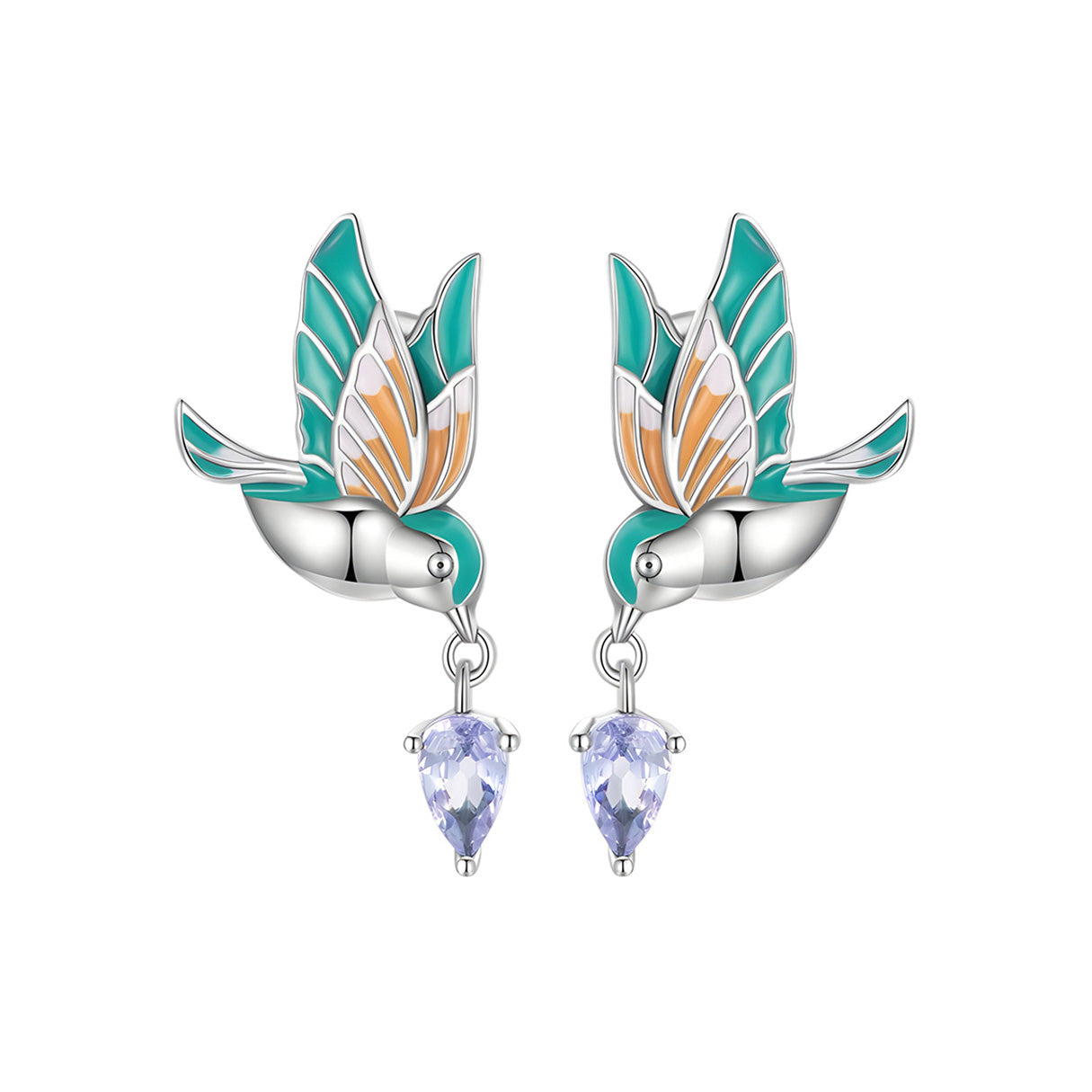 Aretes de Colibrí, Plata .925, Ame Glam Pop