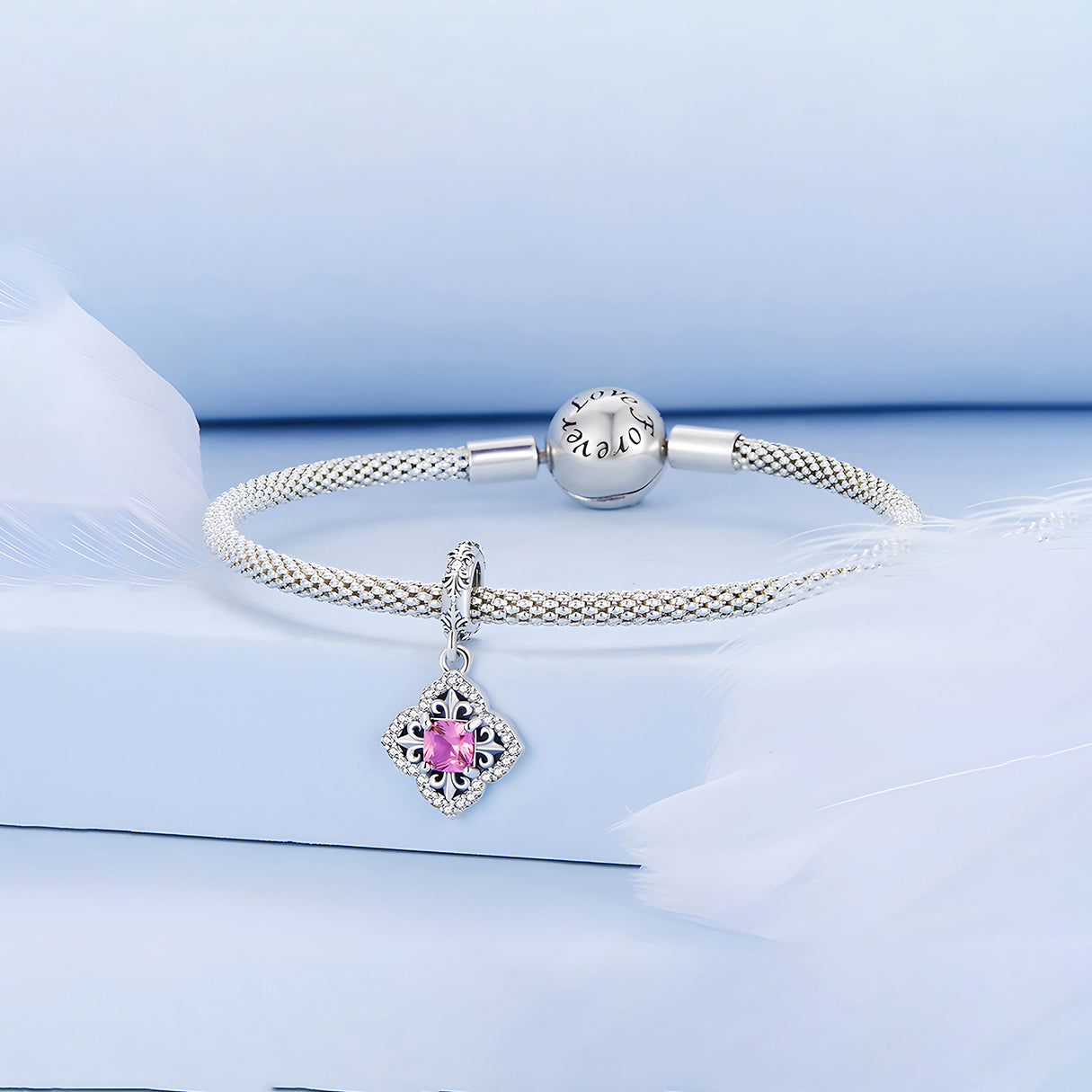 Charm de Cruz de Cuatro Pétalos, Plata .925, Ame Glam Pop