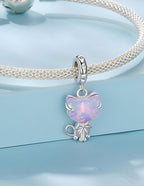 Charm de Plata .925, Pink Diamond Cat, Miow