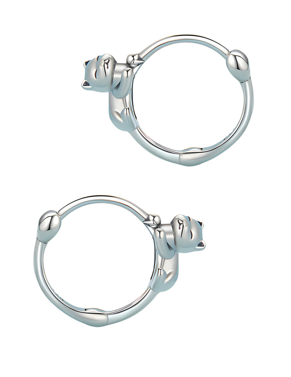 Aretes de Plata .925, Hugging Cats, Miow