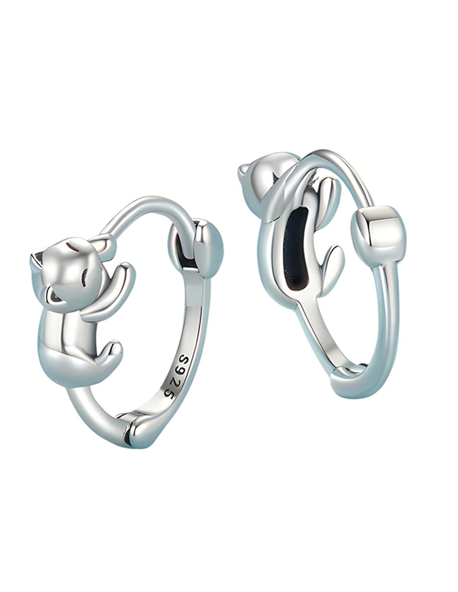 Aretes de Plata .925, Hugging Cats, Miow