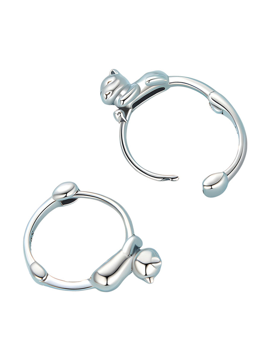 Aretes de Plata .925, Hugging Cats, Miow