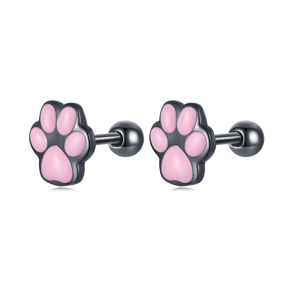 Broqueles de huella Miow Kiki Collection de plata P 925
